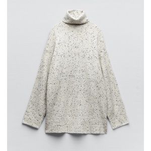 Zara Cream Speckled Turtleneck Sweater
